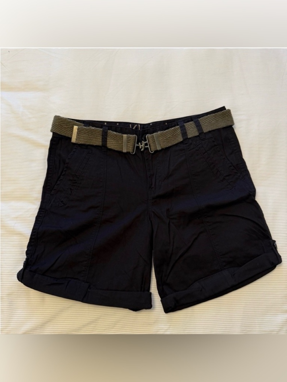 Calvin Klein Black Roll-Cuff Shorts with Utility Belt